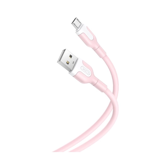 XO NB212 USB - micro USB kábel  1,0 m 2,1A rózsaszín