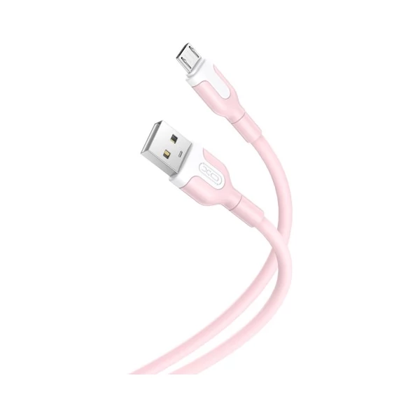 XO micro USB töltőkábel adatkábel 1 m 2,1A rózsaszín