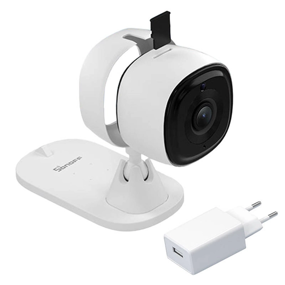 Sonoff Cam Slim Wi-Fi vezetéknélküli IP kamera Full HD 1080P fehér tápegység 2A