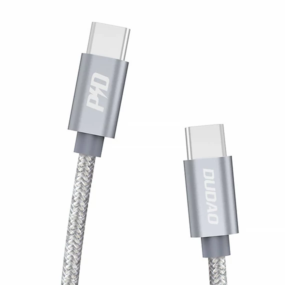 Dudao USB-C USB-C fonott szövet töltőkábel adatkábel  1 m szürke