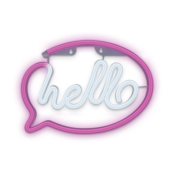 Neon Led dekorációs lámpa Hello rózsaszín fehér 