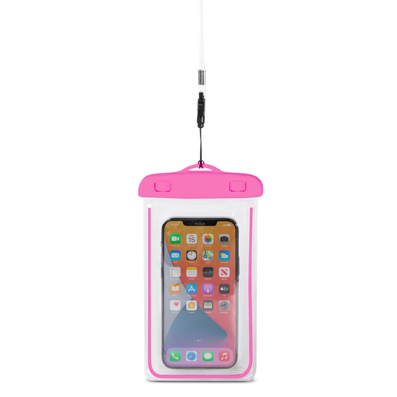 PVC vízálló telefontok zsinórral - rózsaszín