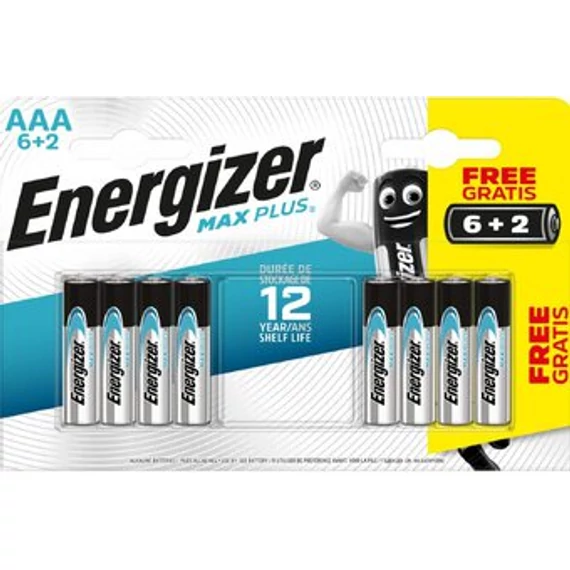 Energizer Max Plus alkáli tartós mikro elem AAA LR03 8 db