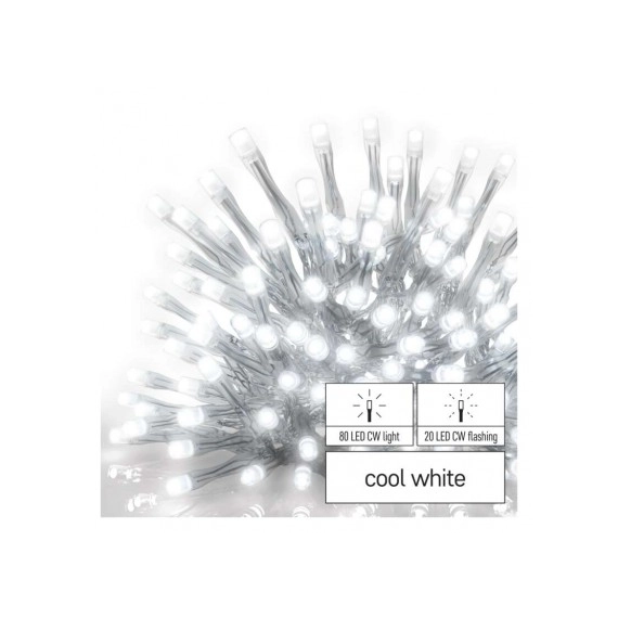 Standard LED sorolható füzér, villogó – jégcsapok, 2,5 m, kültéri, hideg fehér