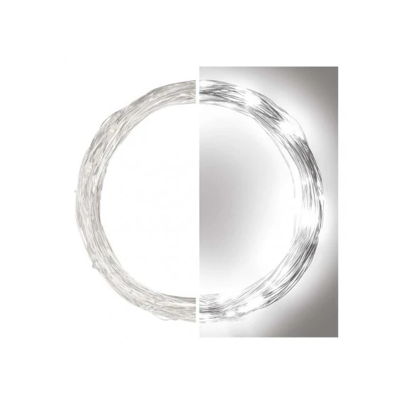 Emos kültéri karácsonyi nano led fényfüzér ezüst  hideg fehér időzítő 10 m