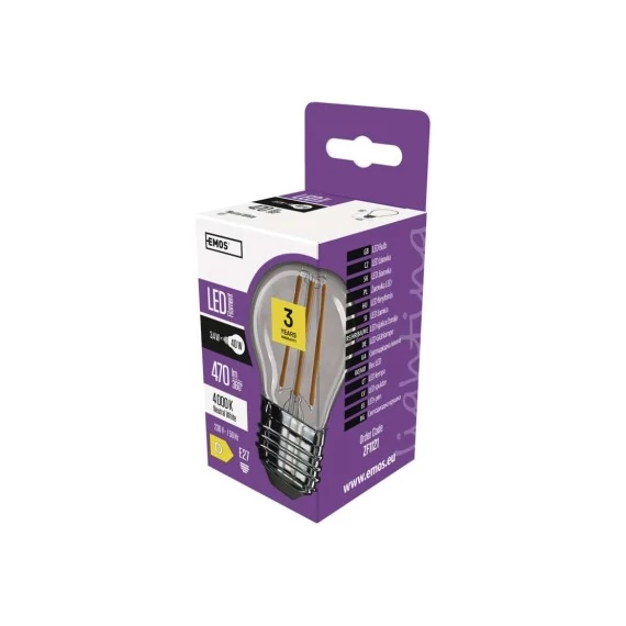 Emos led lámpa filament Izzó kisgömb 3,4W E27 470lm meleg fehér