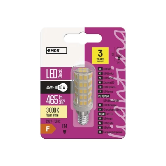 EMOS Classic LED izzó páraelszívóba JC 4.5W E14 465lm meleg fehér
