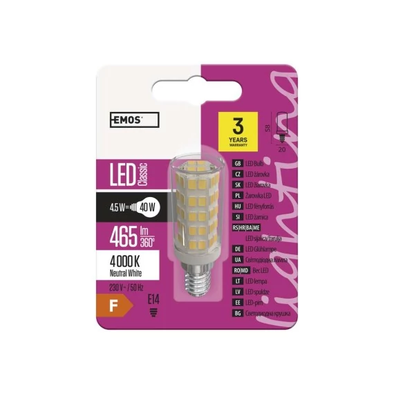EMOS Classic LED izzó E14 4.5W 465lm természetes fehér