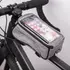Kép 1/3 - Vízálló kerékpárvázas táska telefontartóval szürke 
