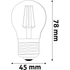 Kép 3/4 - Avide Led lámpa izzó filament kisgömb 4.5W E27 természetes fehér 470 lm