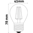 Kép 3/4 - Avide Led filament izzó lámpa kisgömb 6W E27 természetes fehér 806 lm