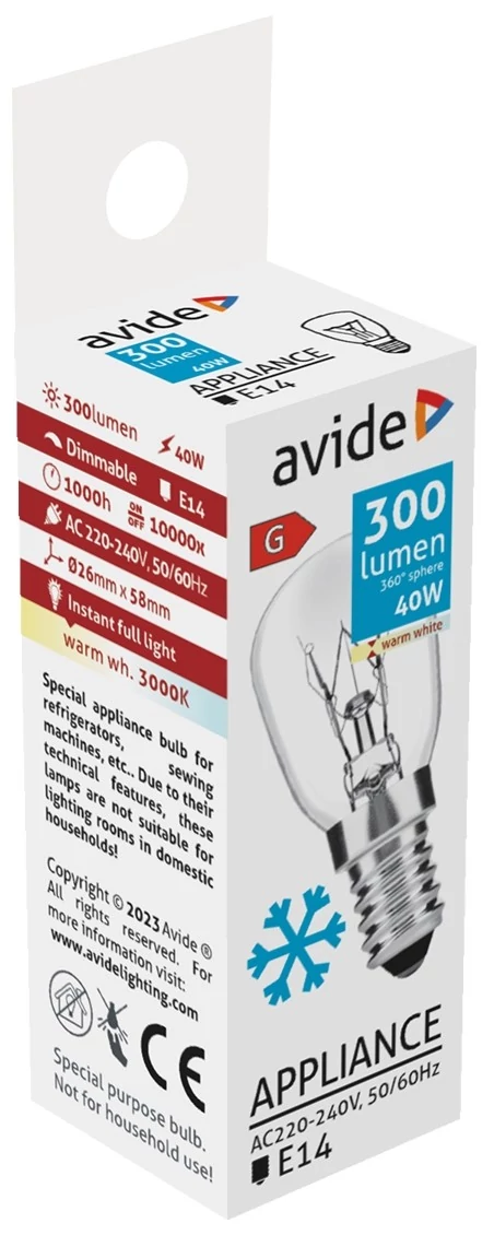 Avide hűtő izzó 40W E14 meleg fehér