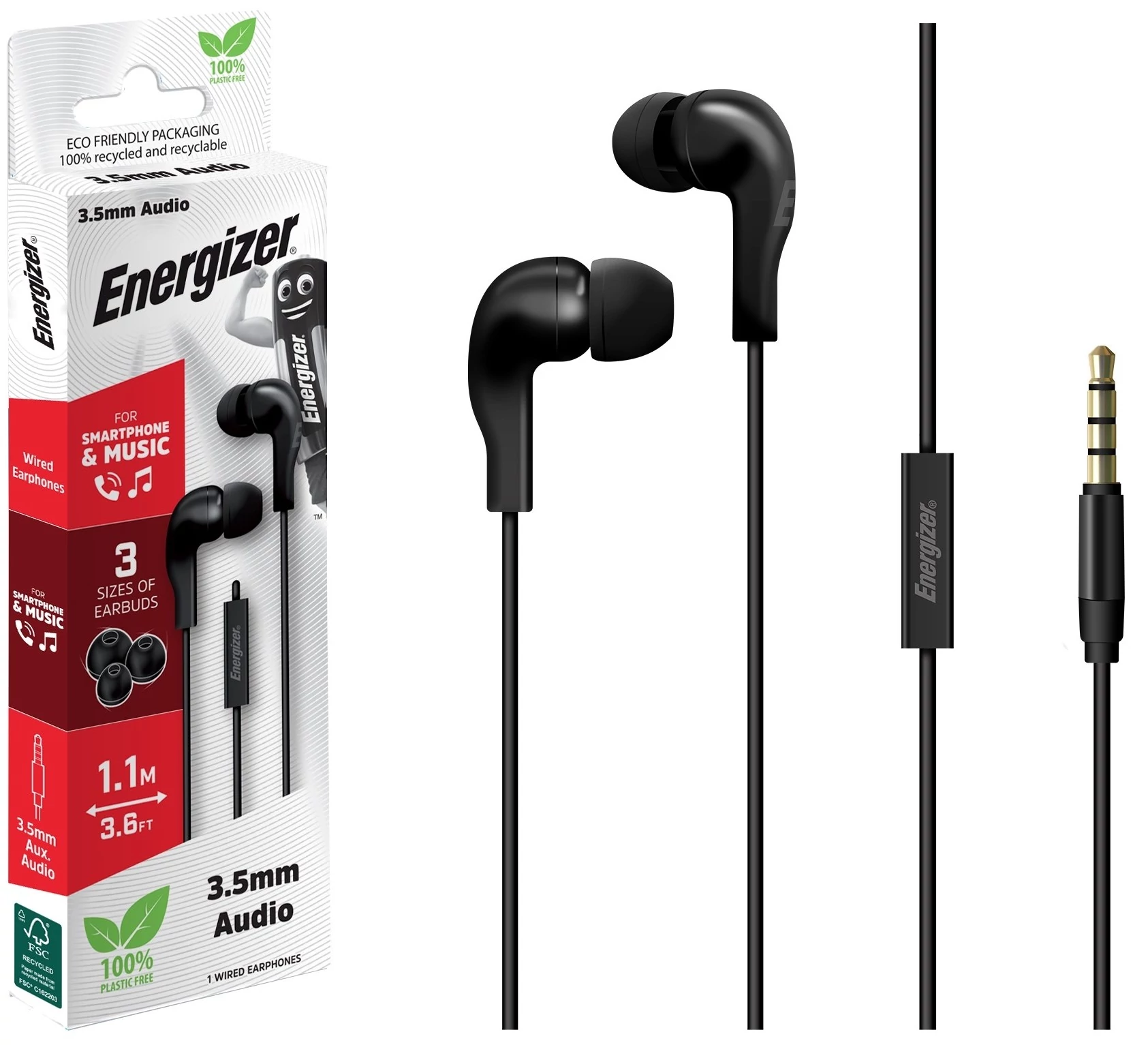 Energizer fülhallgató fekete