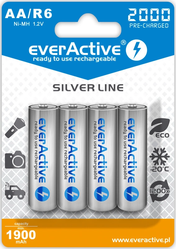 Everactive Silver Line R6/AA 2000MAH 1,2 V NI-MH újratölhető akkumulátor ceruza elem 4db