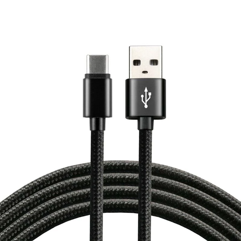 everActive USB-C fonott fekete gyorstöltő adatkábel 3A 1,2 m