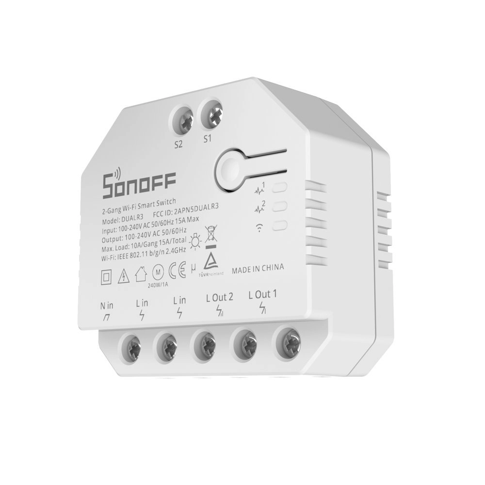 Sonoff DUAL R3 kétcsatornás WiFi okos kapcsolóáramfogyasztásmérő redőnyvezérlés