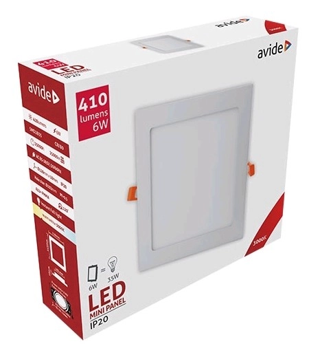 Avide beépíthető LED panel süllyeszthető négyzet alakú 6W meleg fehér 