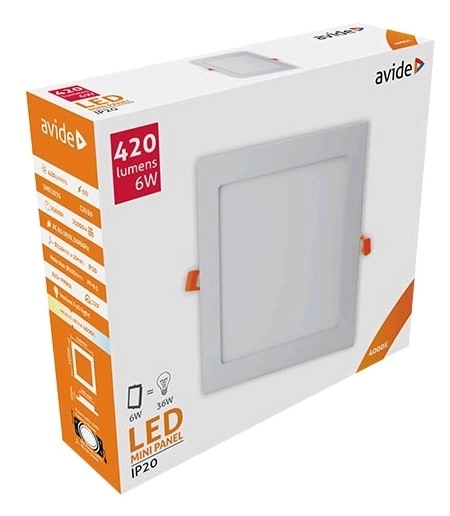 Avide beépíthető LED panel süllyeszthető négyzet alakú 6W természetes fehér 