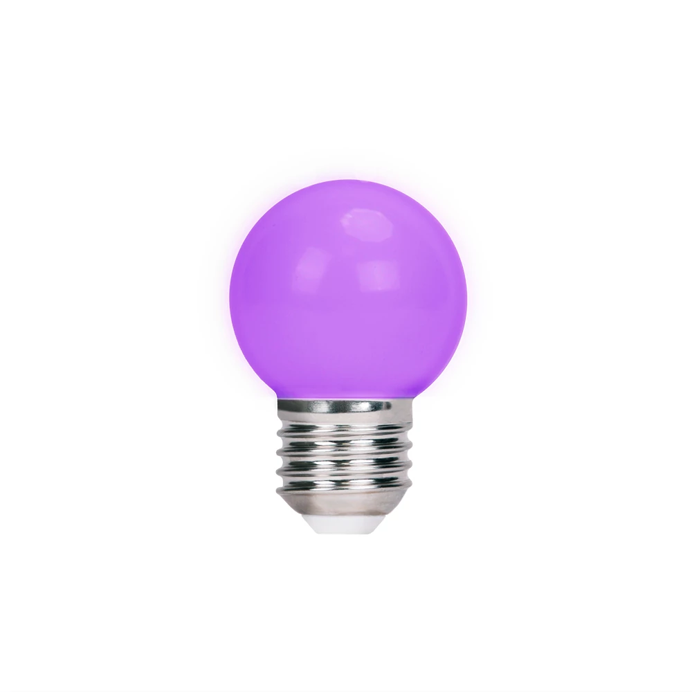 LED dekor izzó lámpa E27 G45 2W 230v lila 5 db 