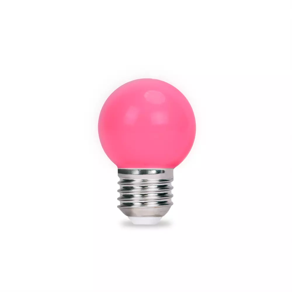 LED dekor izzó lámpa E27 G45 2W 230v pink 5 db 