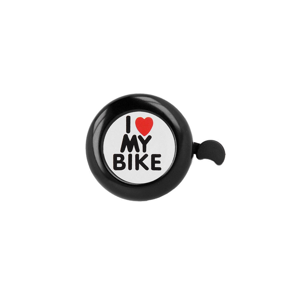 Kerékpár bicikli csengő fekete I LOVE MY BIKE felirattal