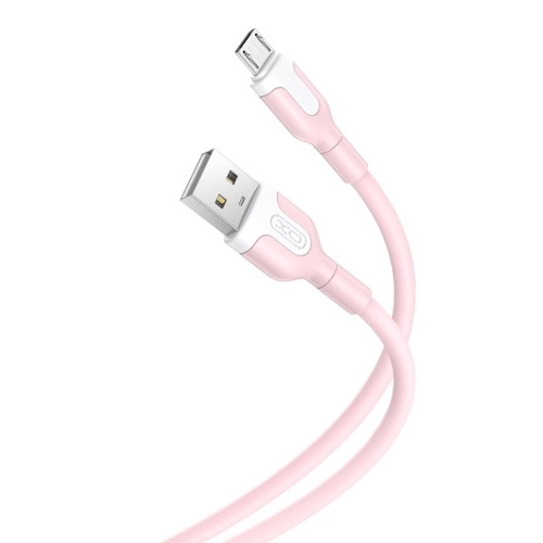 XO NB212 USB - micro USB kábel  1,0 m 2,1A rózsaszín