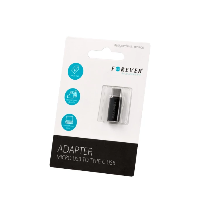 Forever micro USB USB-C adapter fekete