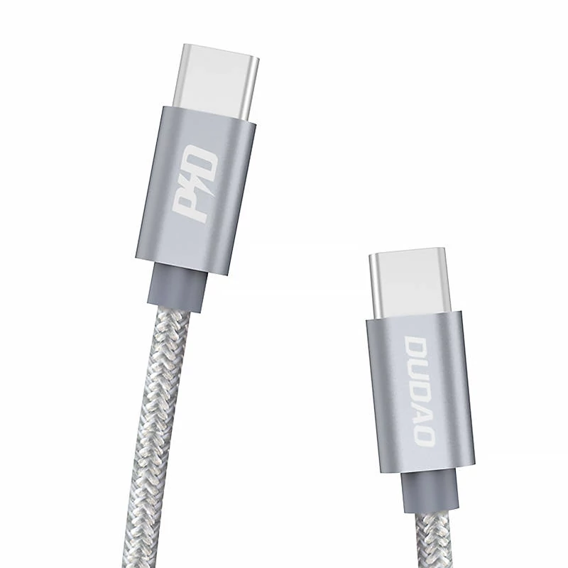 Dudao USB-C USB-C fonott szövet töltőkábel adatkábel  1 m szürke