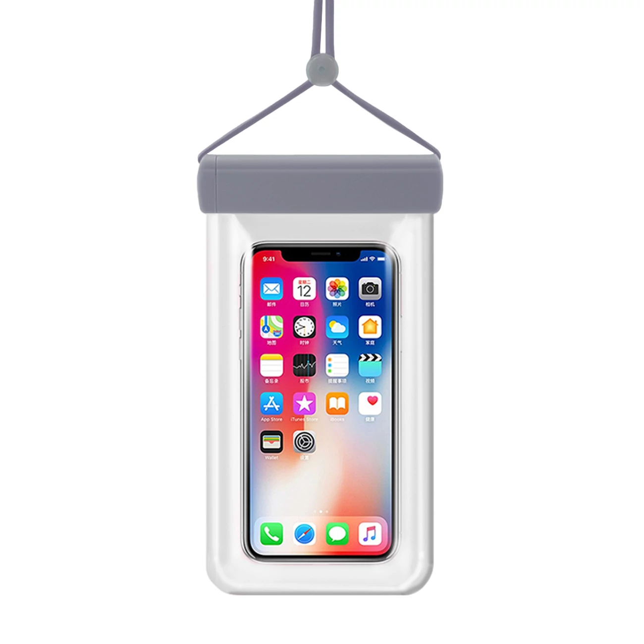Vízálló telefontok 115x220 mm vízhatlan telefontartó szürke