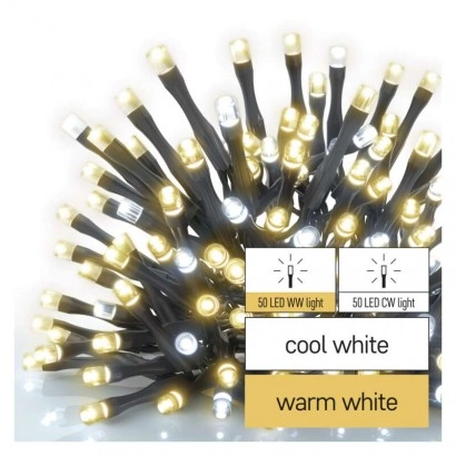Standard LED sorolható karácsonyi füzér, 10 m, kültéri, meleg/hideg fehér