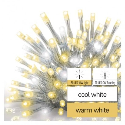 Standard LED sorolható füzér, villogó – jégcsapok, 2,5 m, kültéri, meleg/hideg fehér