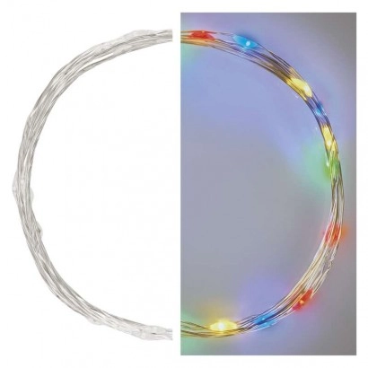 LED karácsonyi nano elemes fényfüzér 1,9 m beltéri többszínű időzítő