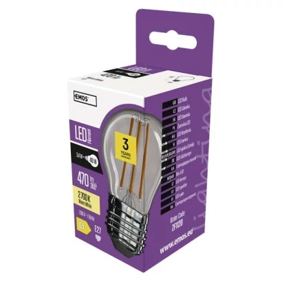 Emos led lámpa filament izzó kisgömb 3,4W E27 470lm meleg fehér